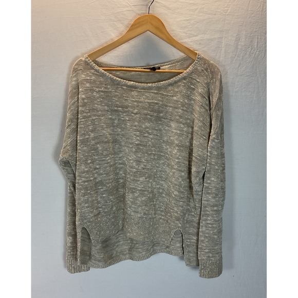 Eileen Fisher Open Knit Grey/ beige Sweater Size XL Cotton/Linen Boxy pullover - Picture 1 of 9